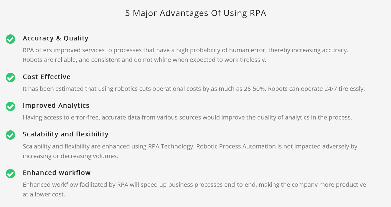 Mobile App Development - PsiberTech Solutions Pte Ltd - 5 major advantages of using RPA