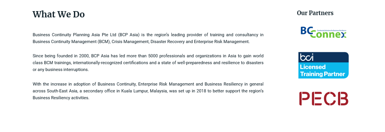 Financial Audit-Business Continuity Planning Asia Pte Ltd